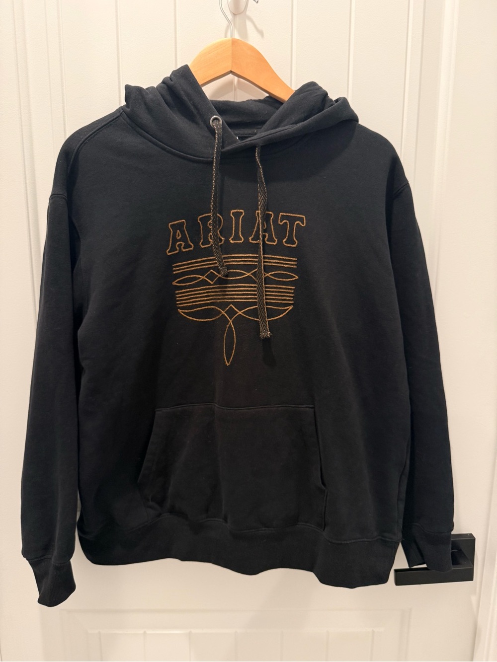 Ariat Black Crewneck Hoodie with Gold Stitch Logo